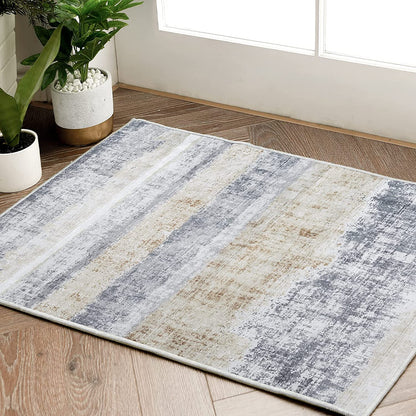 Modern Contemporary Abstract Gold Grey Area Rugs