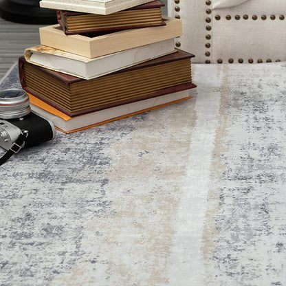 Modern Contemporary Abstract Gold Grey Area Rugs