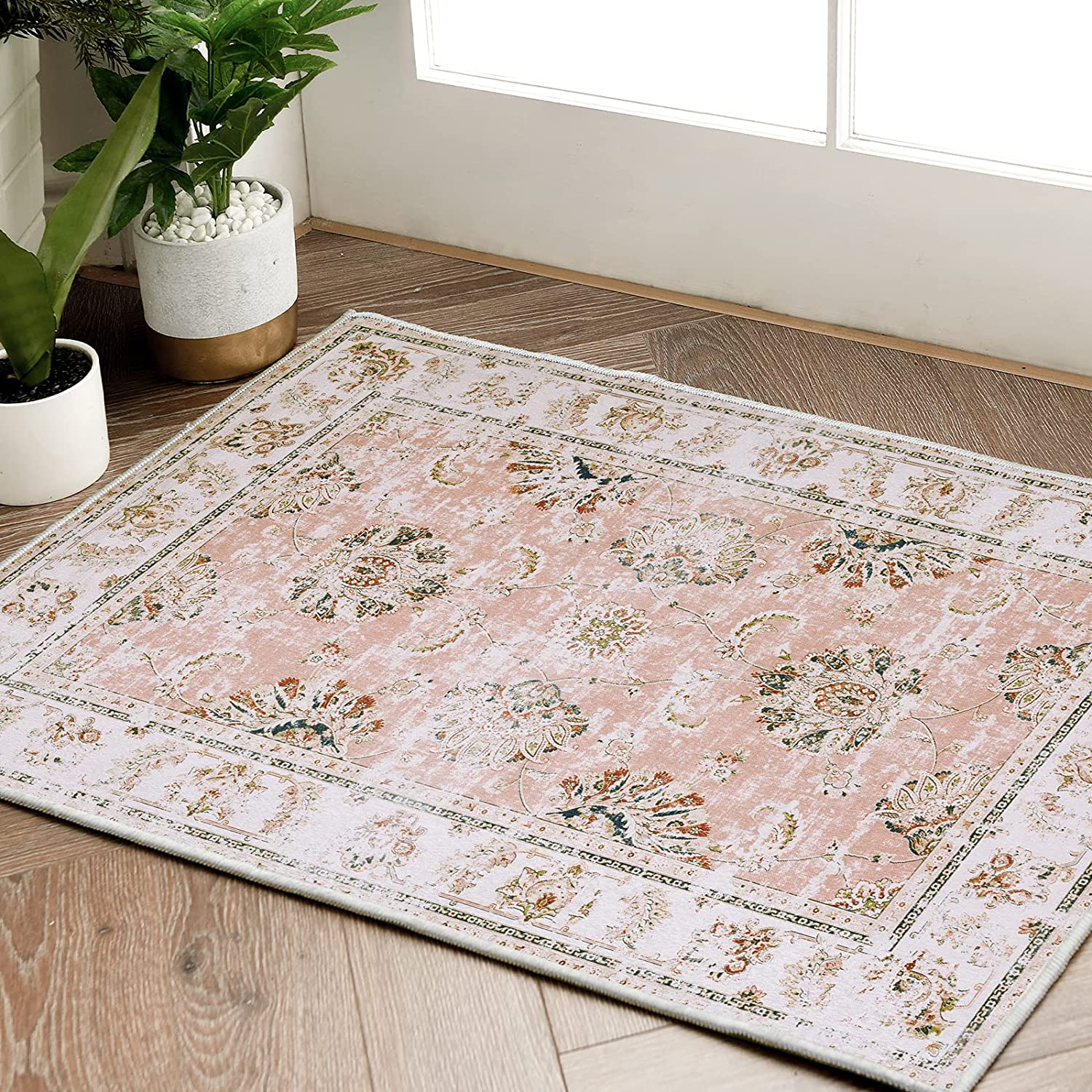 Pink shop floral rug